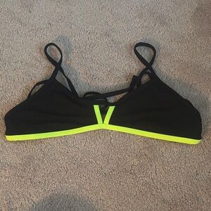 Jolyn Black and Neon Yellow Bikini Top